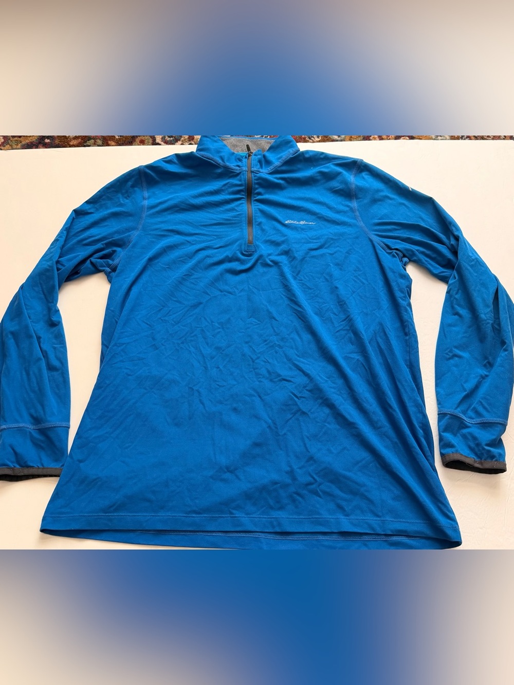 Eddie Bauer Mens Large Blue Quarter Zip Active Performance Pullover